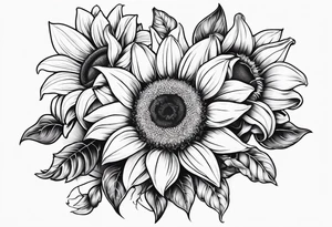 Sunflower, Rose, Lily tattoo idea