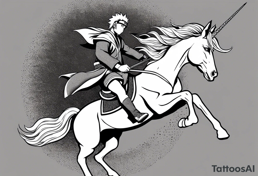 naruto riding a unicorn tattoo idea