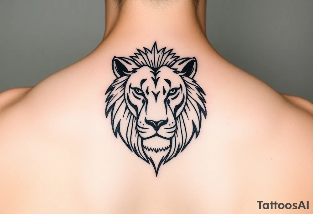 Feminine lion head tattoo idea