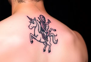 Deadpool riding unicorn tattoo idea