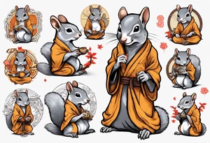 a grey squirrel dressed as a monk tattoo idea