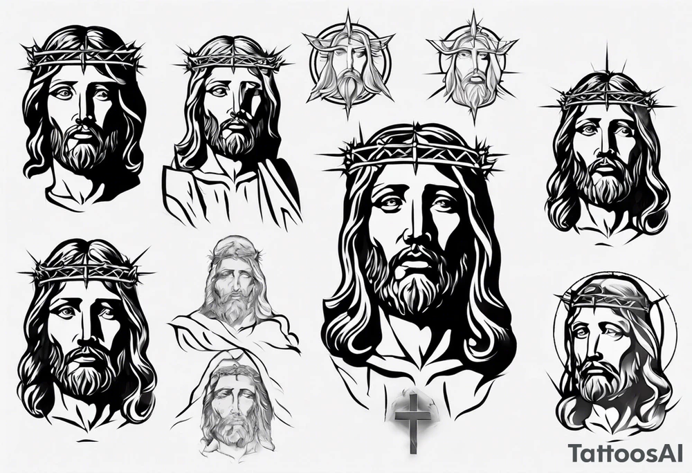 Simple Jesus face statue tattoo idea