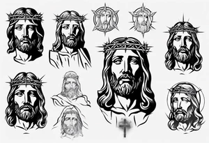 Simple Jesus face statue tattoo idea
