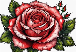 Red thorn rose, thorn wrapped around red rose, crown on top of red rose tattoo idea