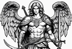 saint michael holding a sword tattoo idea