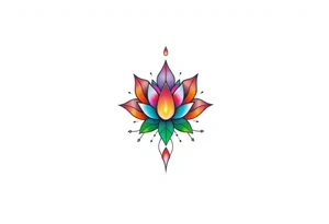 small colorful celestial with lotus flower tattoo idea