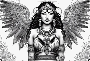 beautiful, kali, valkrye, goddess, native american, chest, left looking, wing tattoo idea