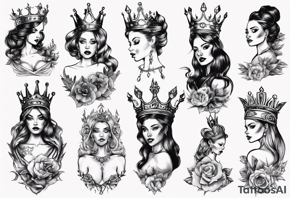 lady with a crown tattoo idea