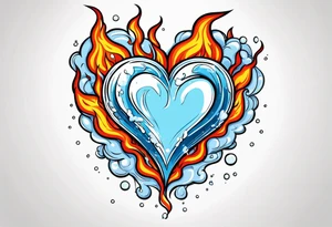 A heart that is covered in ice and also on fire tattoo idea
