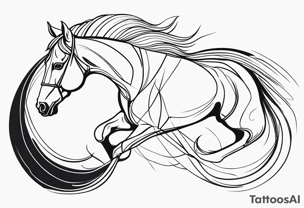 Horse drawn using a single line tattoo idea