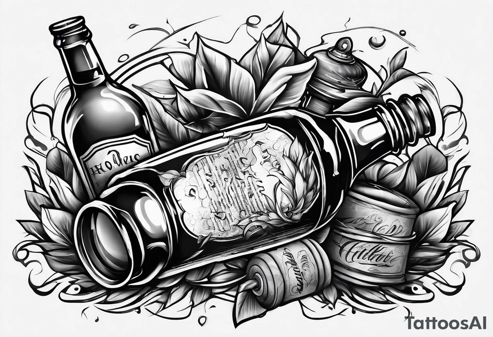 Broken
 bottle and army tags tattoo idea