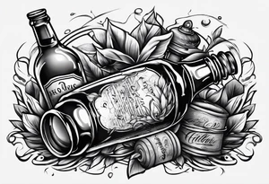 Broken
 bottle and army tags tattoo idea