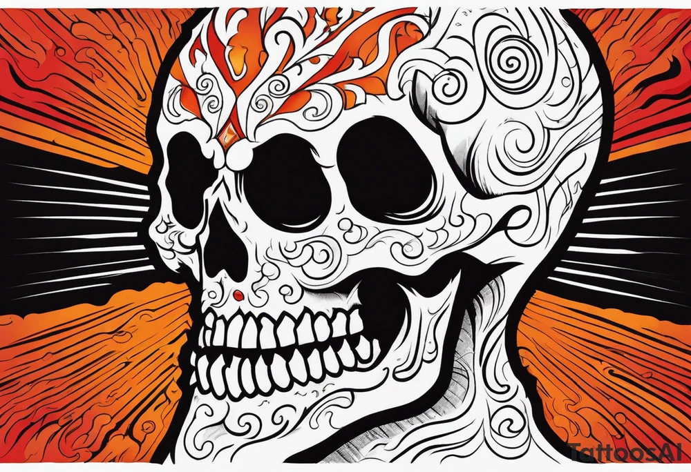 Ghost of skull that is red and orange tattoo idea