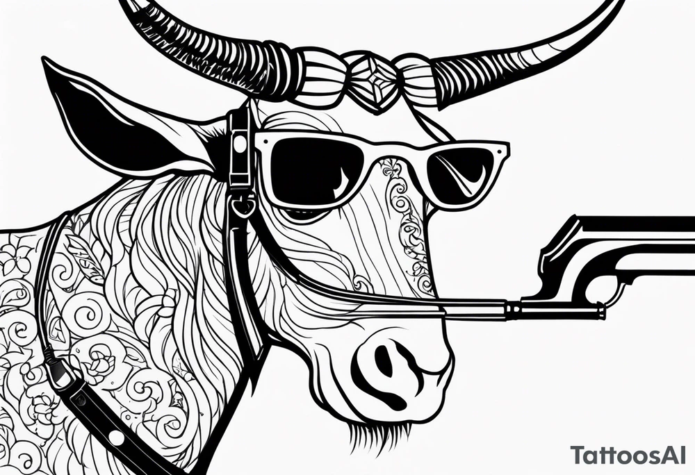 capricorn with sunglasses and shotgun tattoo idea