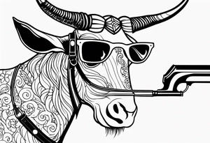 capricorn with sunglasses and shotgun tattoo idea