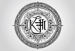 Design a tattoo featuring the name 'Kaherovi' rendered in a Sanskrit-inspired English font. tattoo idea