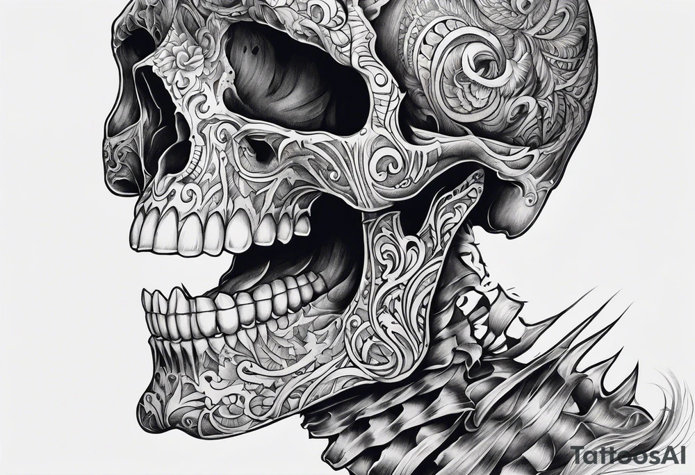 skeleton mouth for elbow tattoo idea
