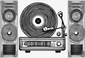 Recordplayer finline art minimalistic 2D tattoo idea