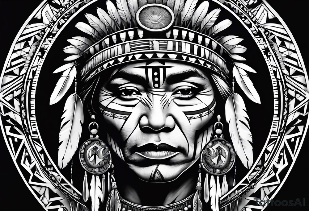 Tohono Oʼodham Native American tribe tattoo idea