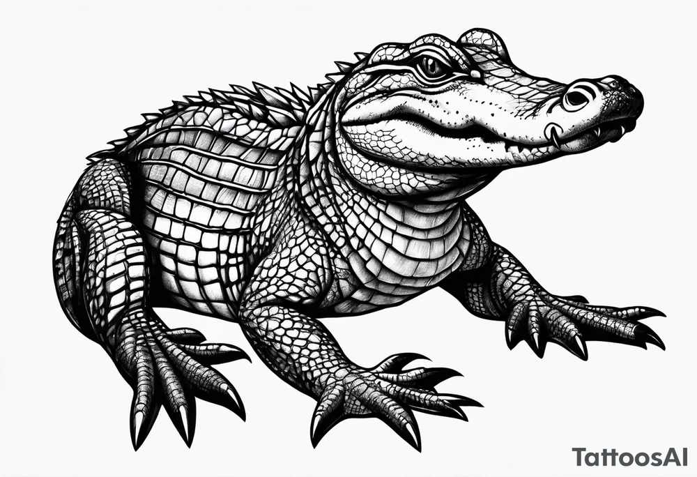 Full body Caiman with tail tattoo idea
