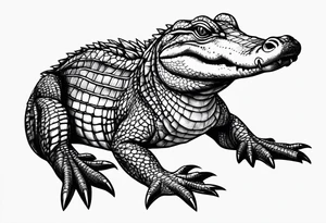 Full body Caiman with tail tattoo idea