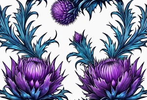 Purple thistle with blue Neptune planet tattoo idea