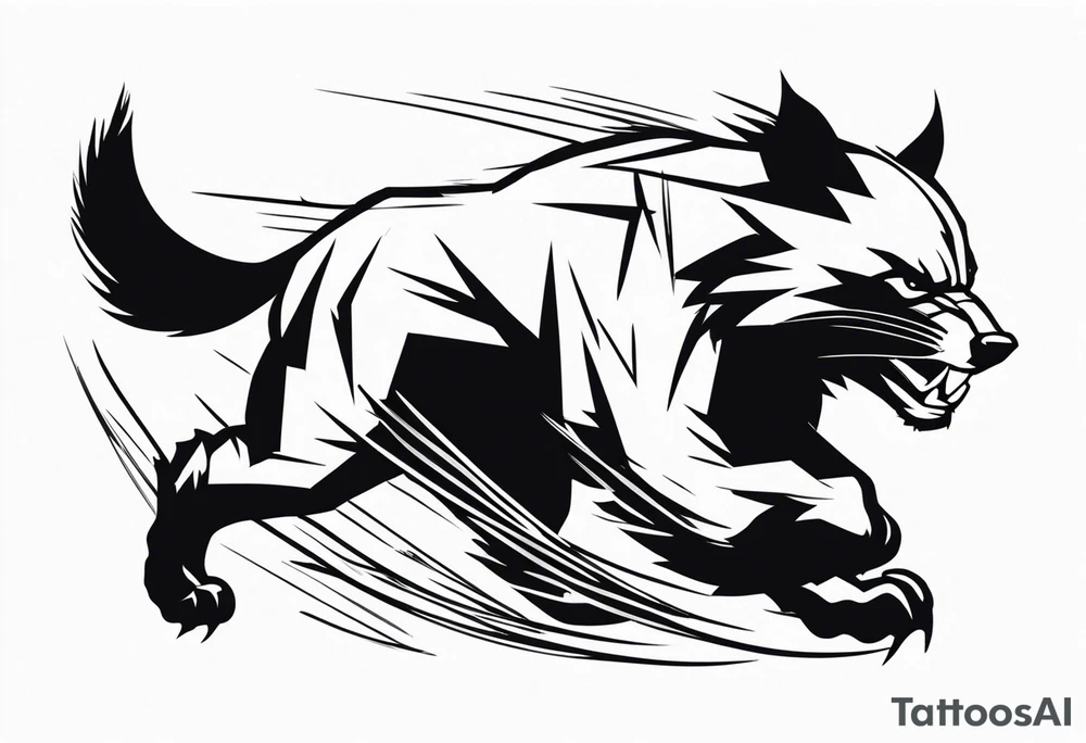 Wolverine animal runnig tattoo idea