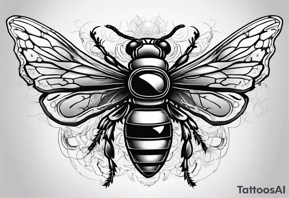 Ghost with a bee butt and wings tattoo idea