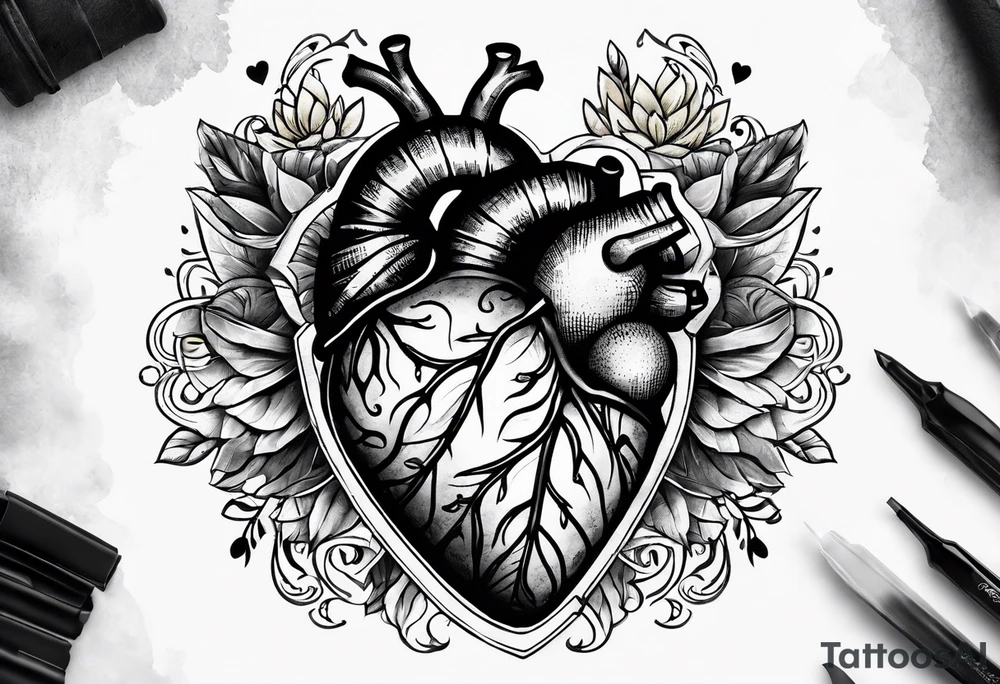 Heart with banner that says Anjay + Gurbux Forever tattoo idea