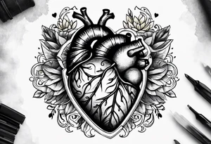 Heart with banner that says Anjay + Gurbux Forever tattoo idea