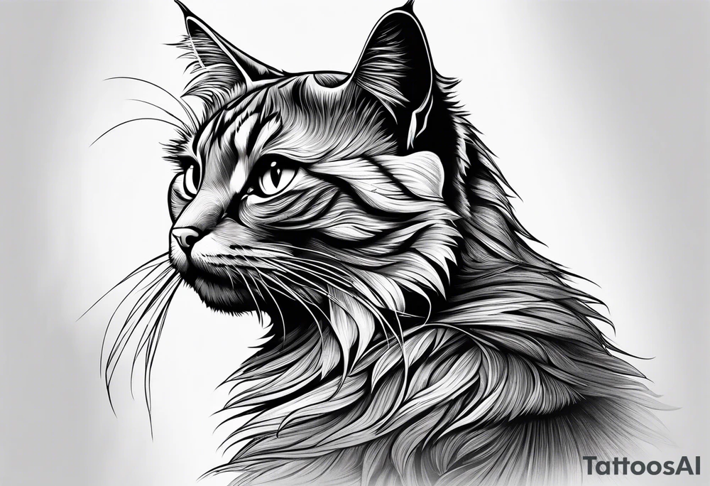 side profile of a cat facing left tattoo idea