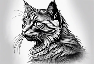side profile of a cat facing left tattoo idea