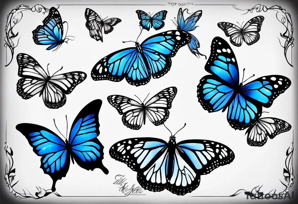 blue monarch butterflies tattoo idea