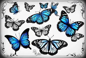 blue monarch butterflies tattoo idea