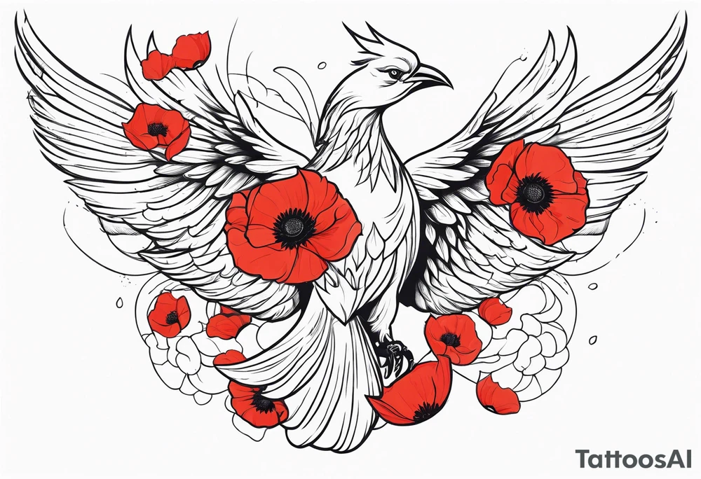 abstract pheonix holding red poppies in flight tattoo idea abstract pheonix holding red poppies in flight tattoo idea