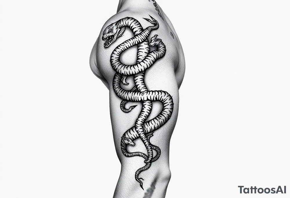 A vein wrapping around my arm with snakes climbing up it tattoo idea