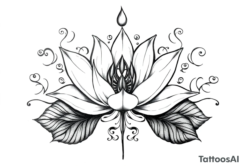 Water lily, earth, air, fire, water, tree, paganism tattoo idea