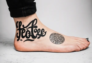 Two feet in the concrete tattoo are arm tattoo idea