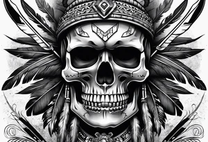 Cree Chief Skull with Arrows tattoo idea