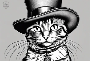 Maine coon cat with top hat tattoo idea