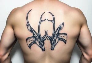 Entire Full body Two deer with their heads down hitting horns to show dominance. tattoo idea