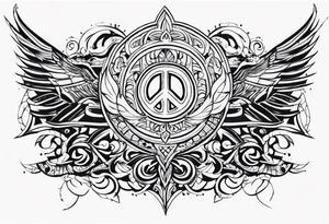 Peace and war Tribal sleeve tattoo idea