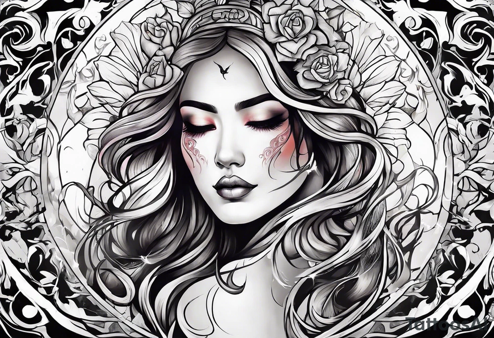 Resurrection Beautiful woman rising from her dead self to inner peace and self-love tattoo idea