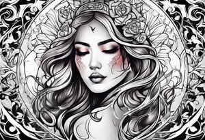 Resurrection Beautiful woman rising from her dead self to inner peace and self-love tattoo idea