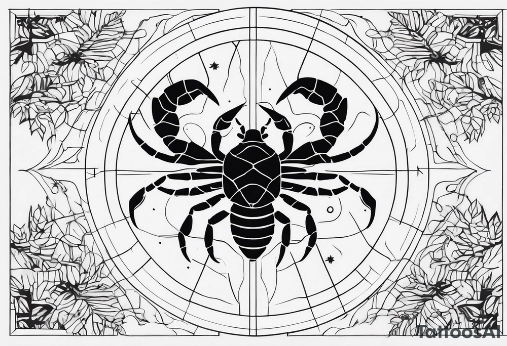 Scorpion star map sign with tree of life tattoo idea