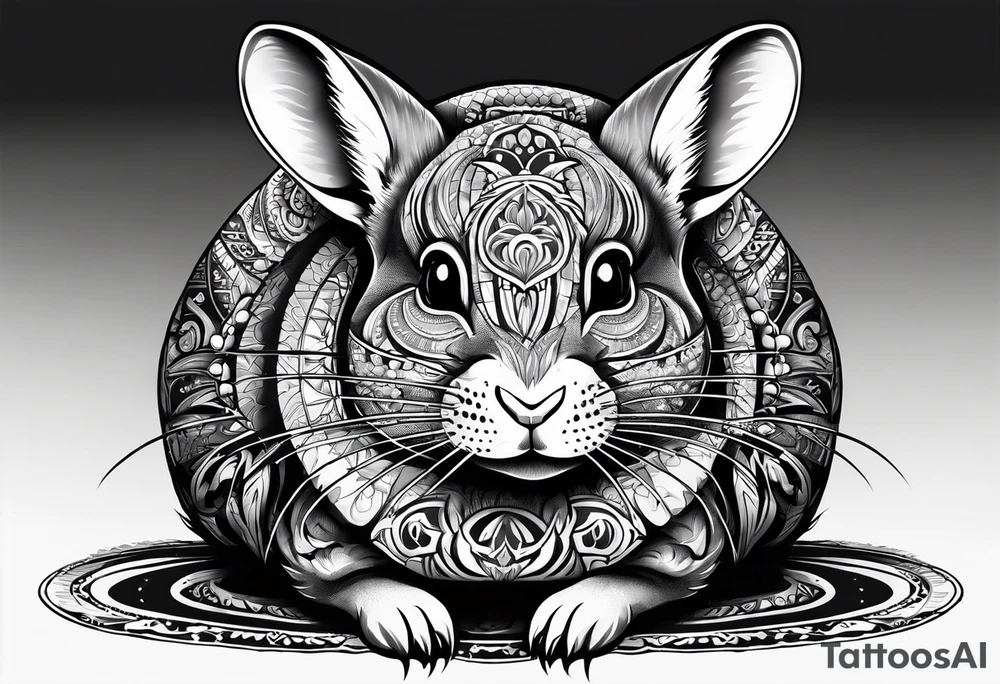 chinchilla sitting and smiling tattoo idea