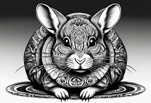 chinchilla sitting and smiling tattoo idea