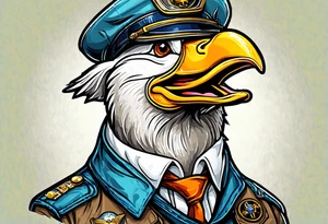 A silly goose dressed as a pilot tattoo idea