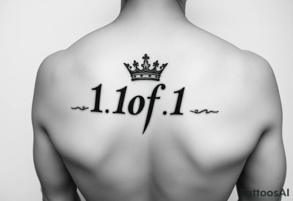 Back forearm I want it to say 1of1 with a crown above “of” with lightning shadow tattoo idea