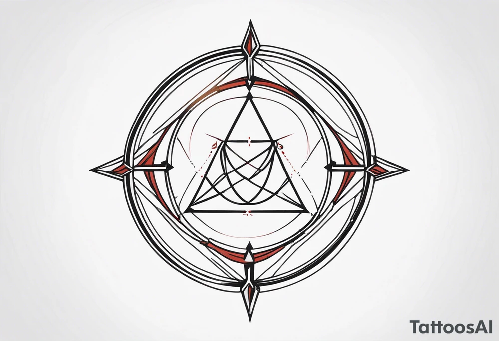 scientific symbol big delta inside a thin circle made of barbed chain elements tattoo idea
